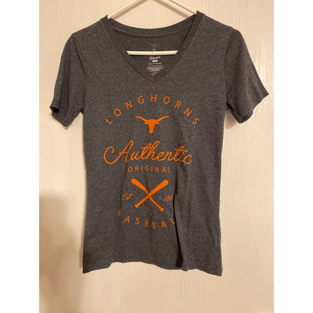 Texas Longhorns Womens V-Neck Baseball T-Shirt Gray Authentic Apparel S
0261